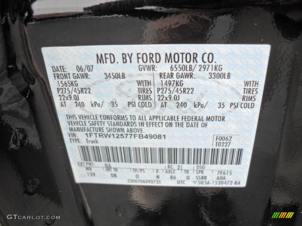 2007 F150 Color Code UA for Black Photo #42269787