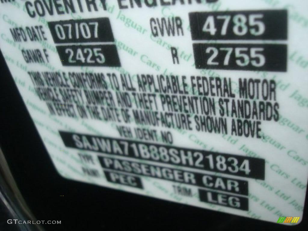 2008 XJ Color Code PEC for Ebony Black Photo #42270247