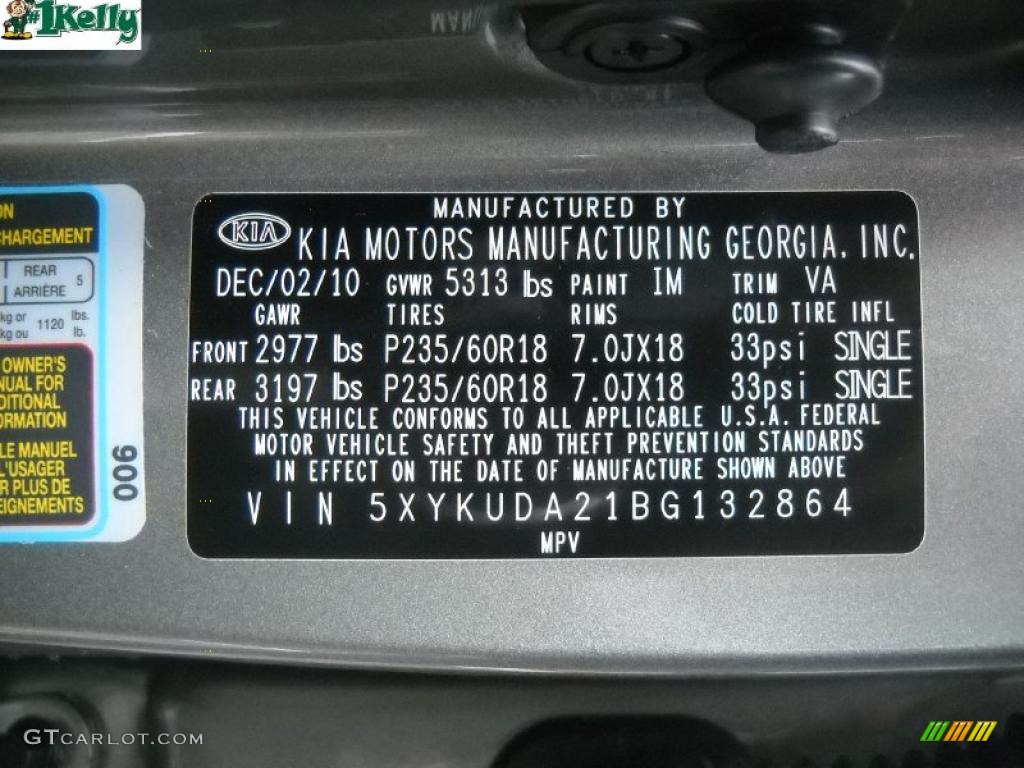 2011 Sorento EX V6 AWD - Titanium Silver / Black photo #11