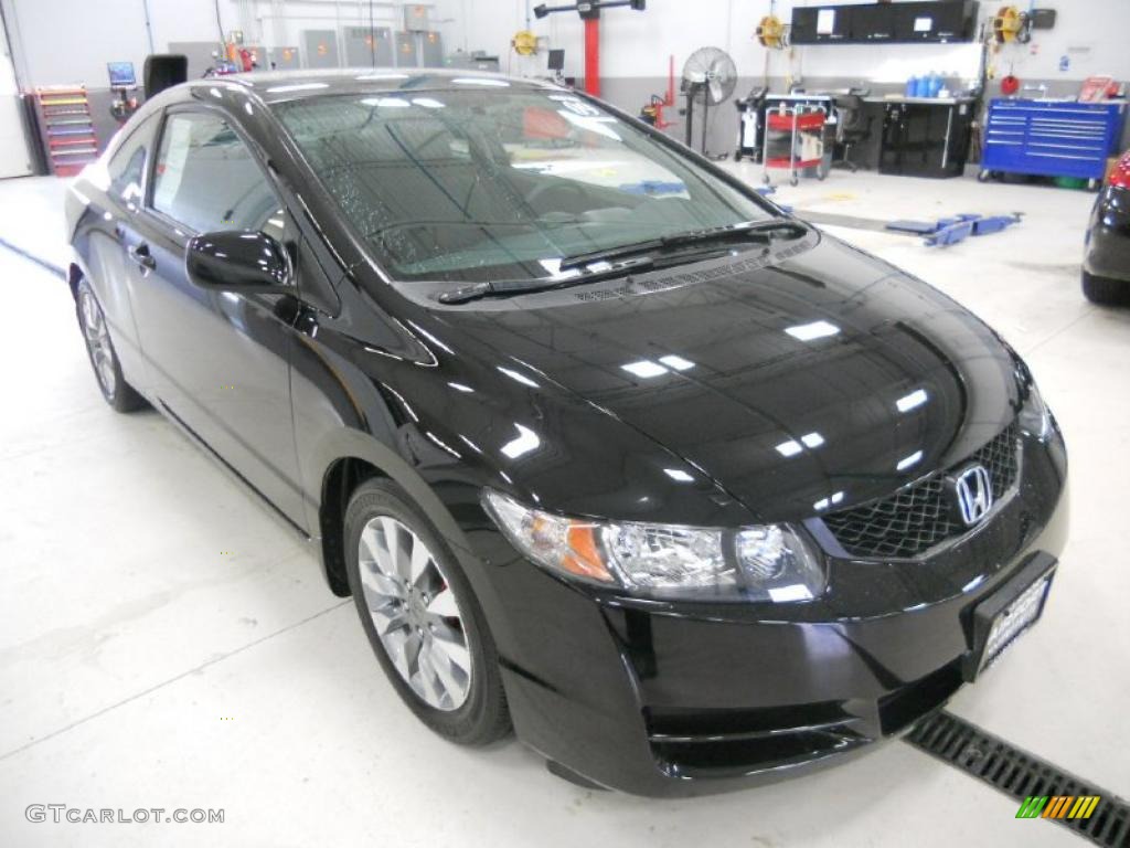 2009 Civic EX Coupe - Crystal Black Pearl / Black photo #3