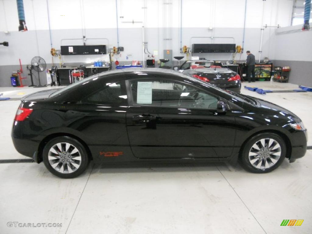 2009 Civic EX Coupe - Crystal Black Pearl / Black photo #4
