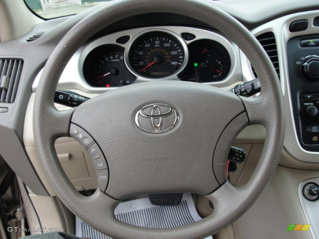 2006 Toyota Highlander V6 Ivory Beige Steering Wheel Photo #42291155