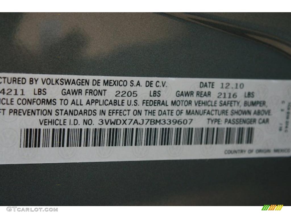 2011 Volkswagen Jetta SE Sedan Info Tag Photo #42292303