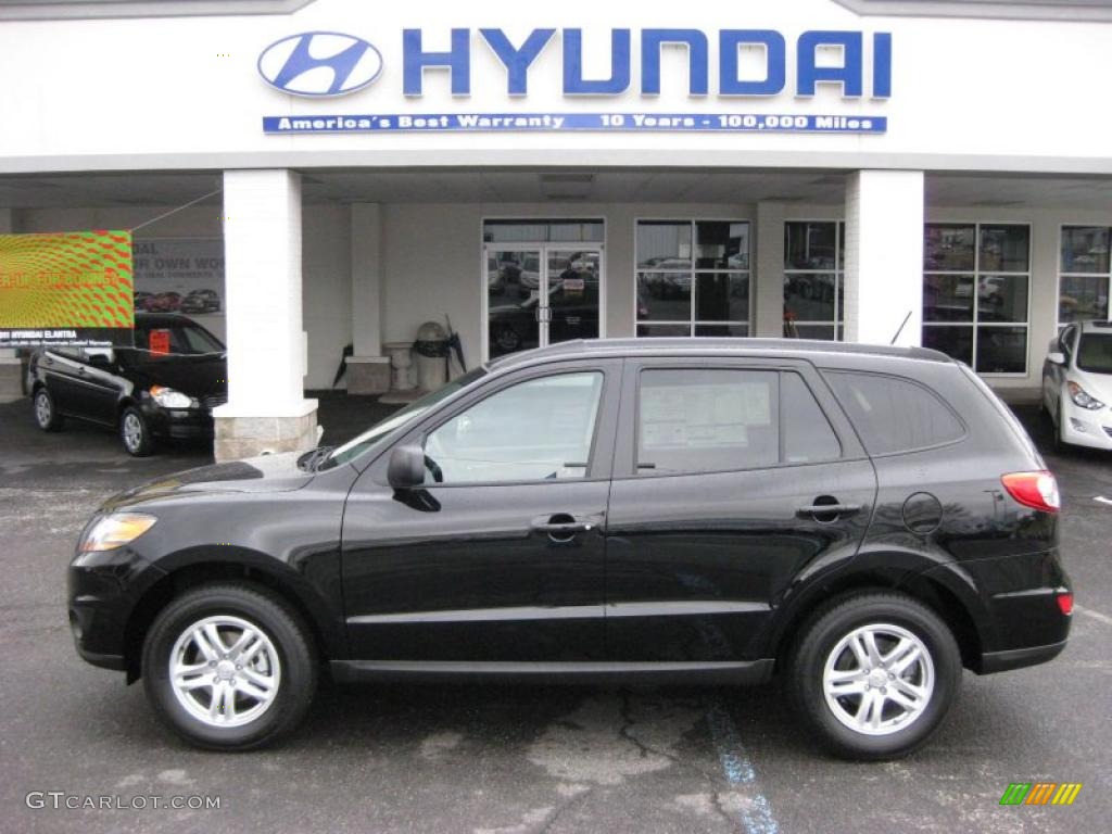 2011 Santa Fe GLS AWD - Phantom Black Metallic / Gray photo #1