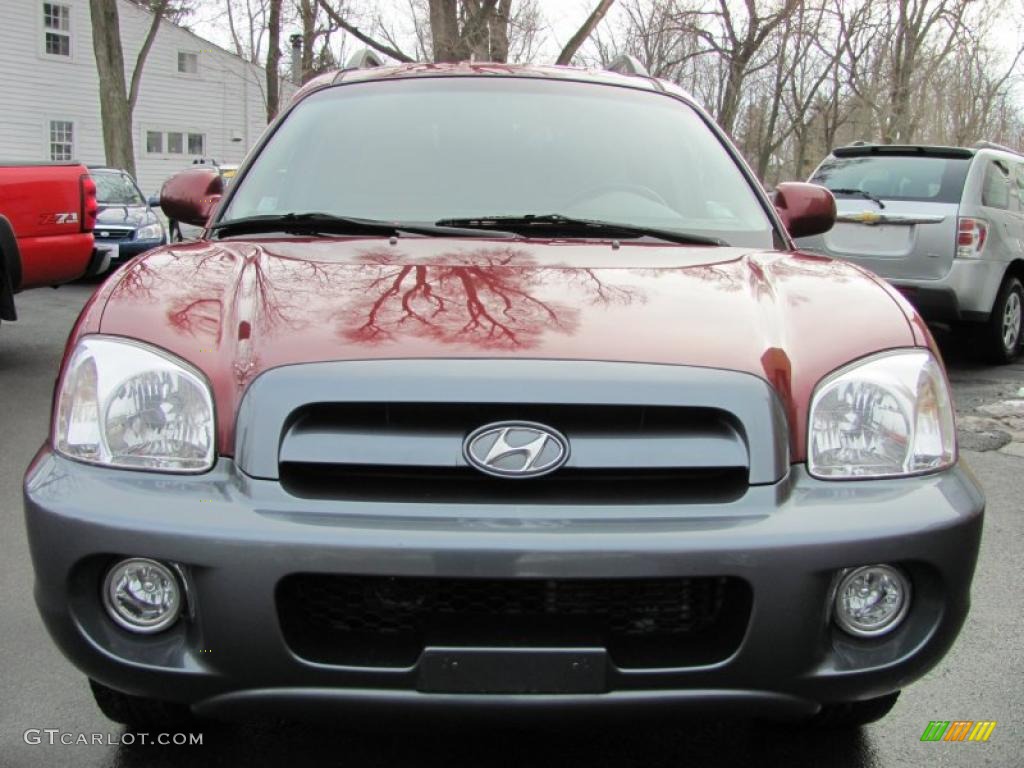 2005 Santa Fe LX 3.5 4WD - Merlot Dark Red / Beige photo #19