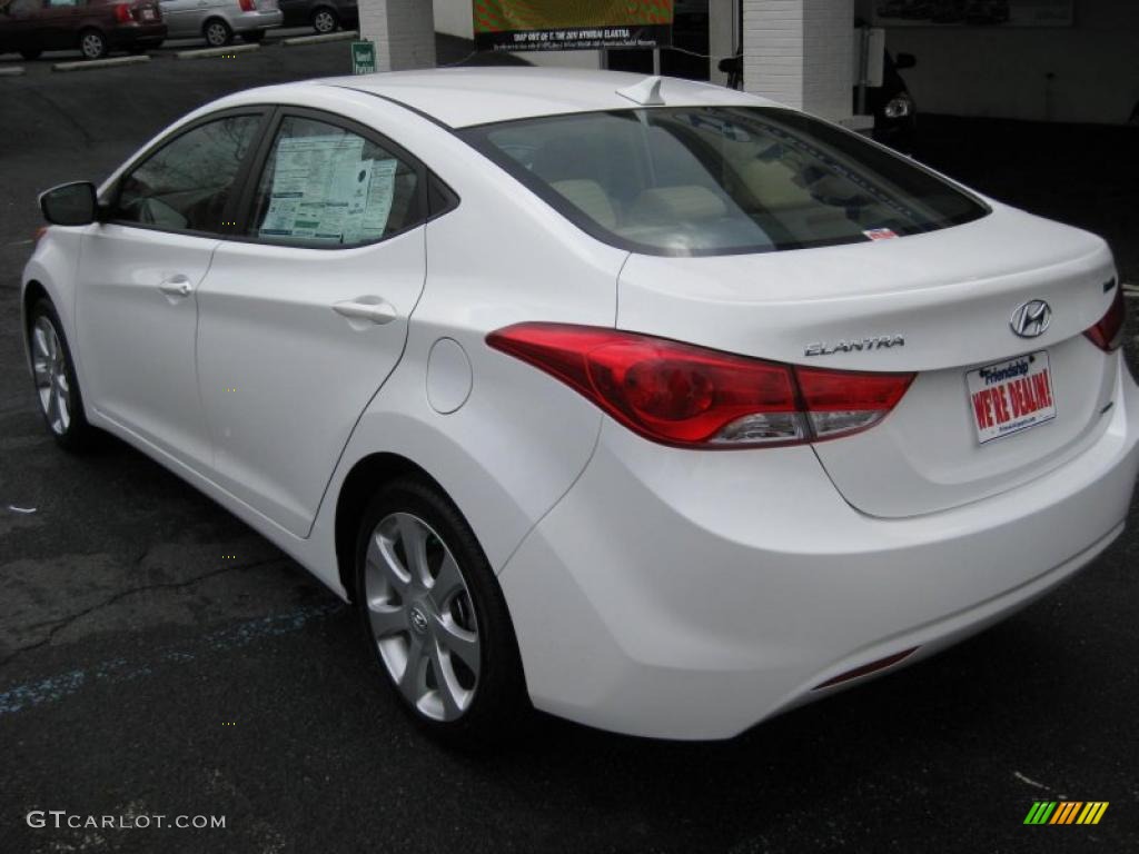 2011 Elantra Limited - Pearl White / Beige photo #8