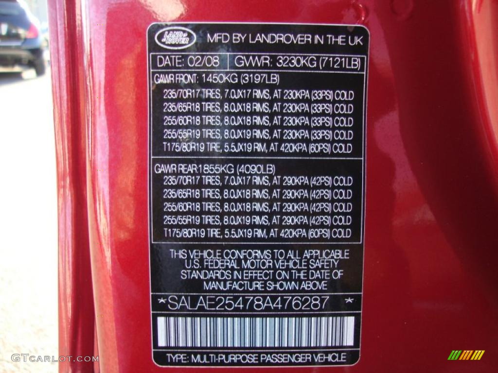 2008 LR3 V8 SE - Rimini Red Metallic / Ebony Black photo #44