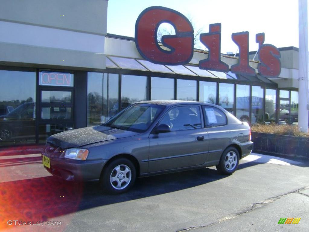 2002 Accent GS Coupe - Charcoal Gray / Gray photo #1