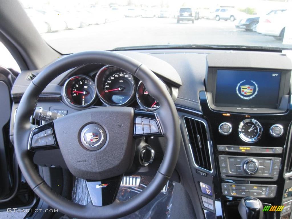 2011 Cadillac CTS -V Coupe Ebony Steering Wheel Photo #42338240