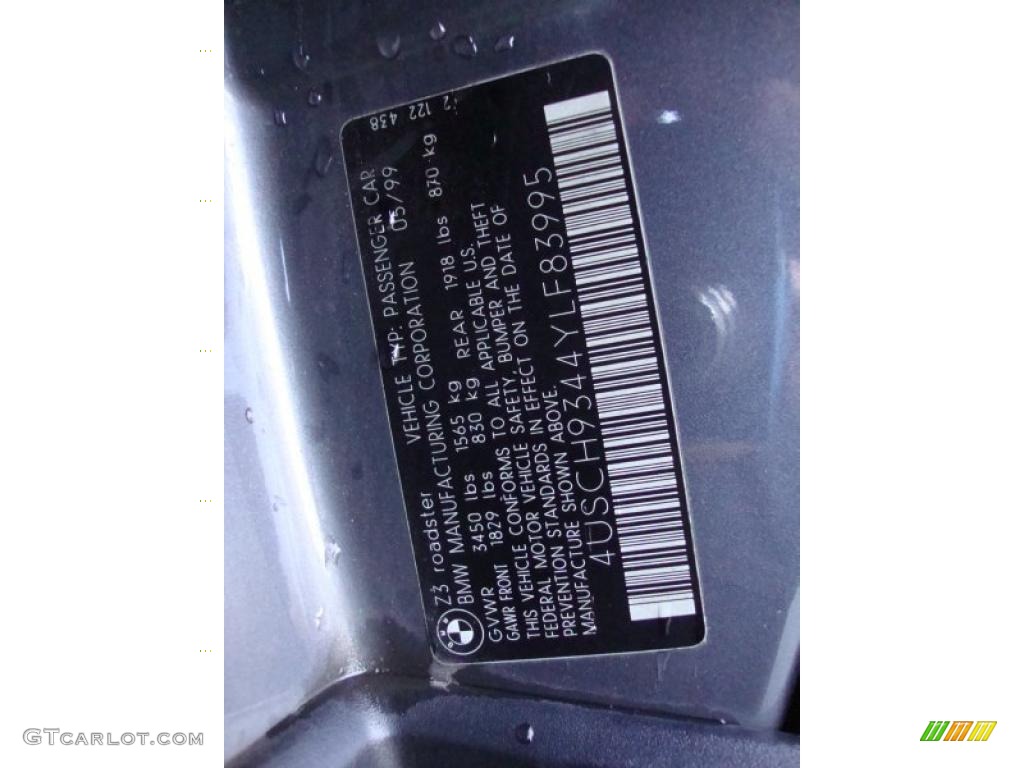 2000 BMW Z3 2.3 Roadster Info Tag Photo #42338792