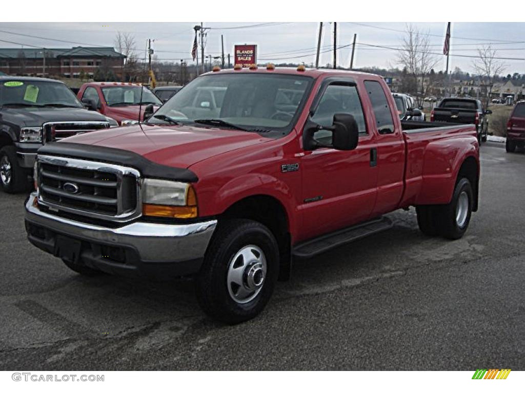 2000 F350 Super Duty Lariat Extended Cab 4x4 Dually - Red / Medium Parchment photo #1