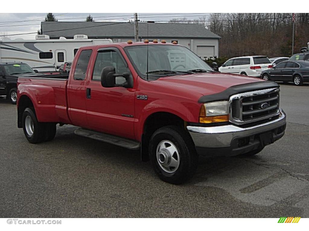 2000 F350 Super Duty Lariat Extended Cab 4x4 Dually - Red / Medium Parchment photo #5