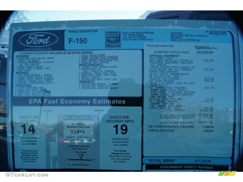 2011 Ford F150 XLT SuperCab 4x4 Window Sticker Photo #42344748