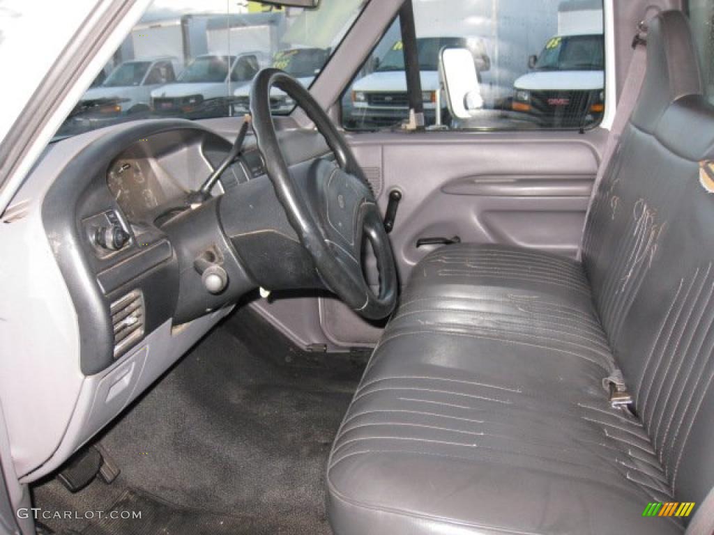 Opal Grey Interior 1997 Ford F350 XL Regular Cab Dually Stake Truck Photo #42349732