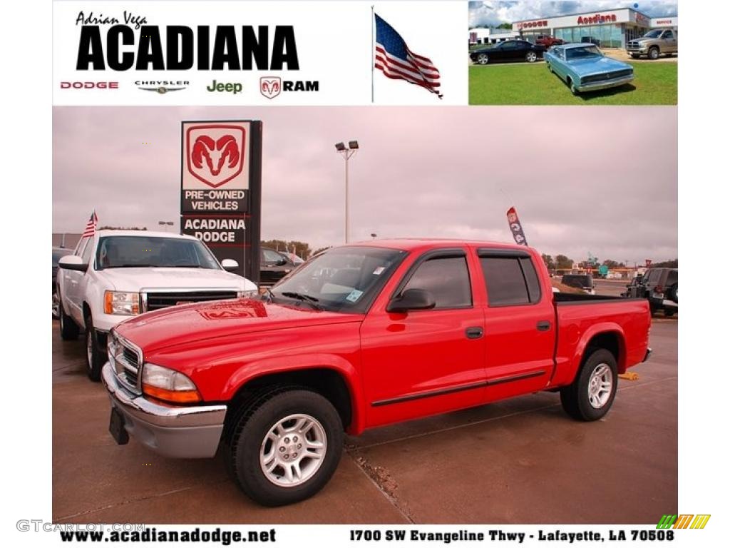 2004 Dakota SLT Quad Cab - Flame Red / Dark Slate Gray photo #1