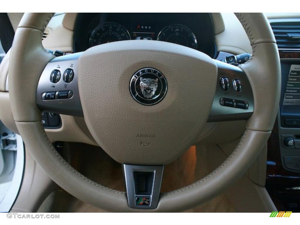 2008 Jaguar XK XKR Coupe Caramel Steering Wheel Photo #42353621