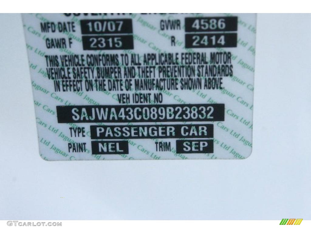 2008 XK Color Code NEL for Porcelain Photo #42354081