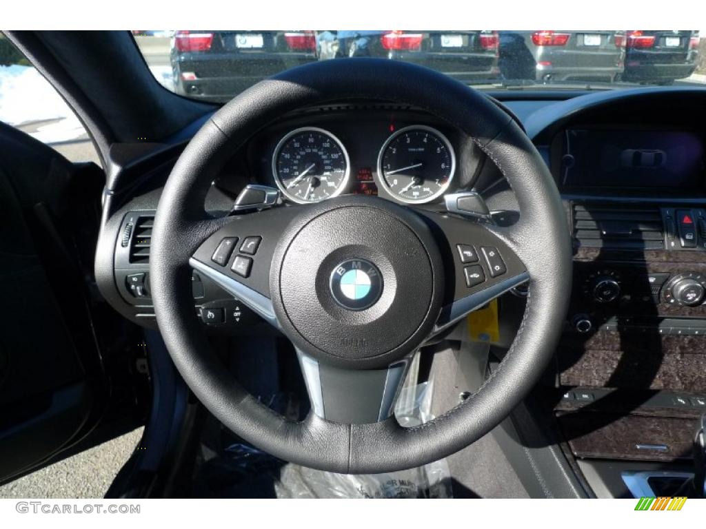 2010 BMW 6 Series 650i Coupe Black Steering Wheel Photo #42360593