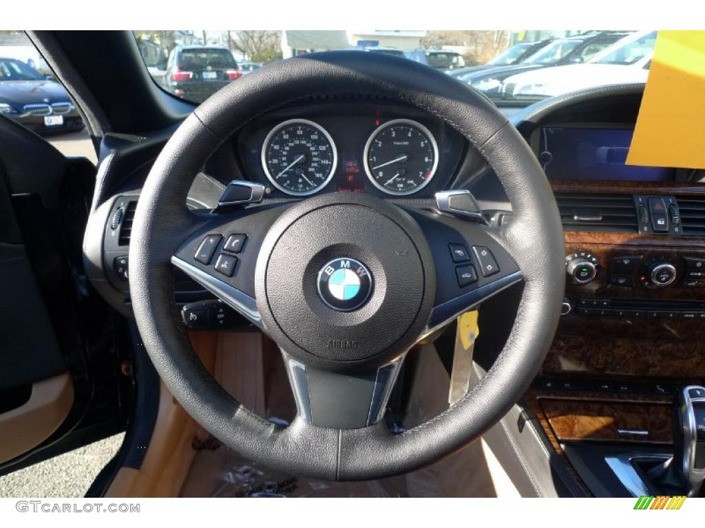 2010 BMW 6 Series 650i Convertible Saddle Brown Steering Wheel Photo #42361618
