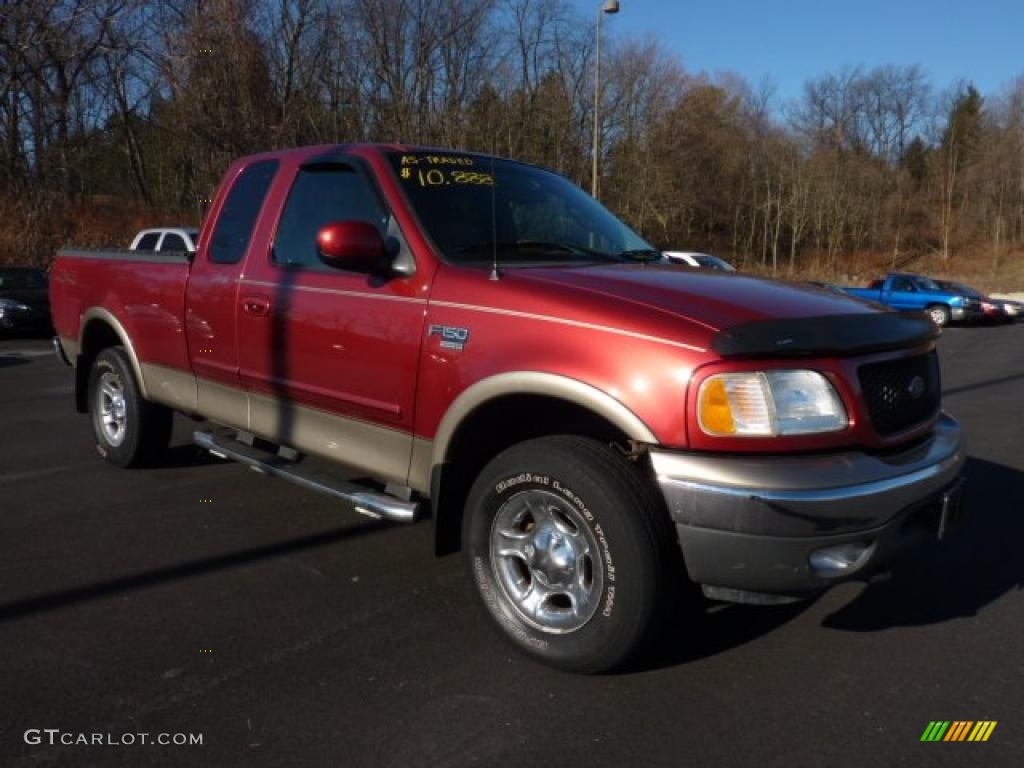 2002 F150 XLT SuperCab 4x4 - Toreador Red Metallic / Medium Parchment photo #1