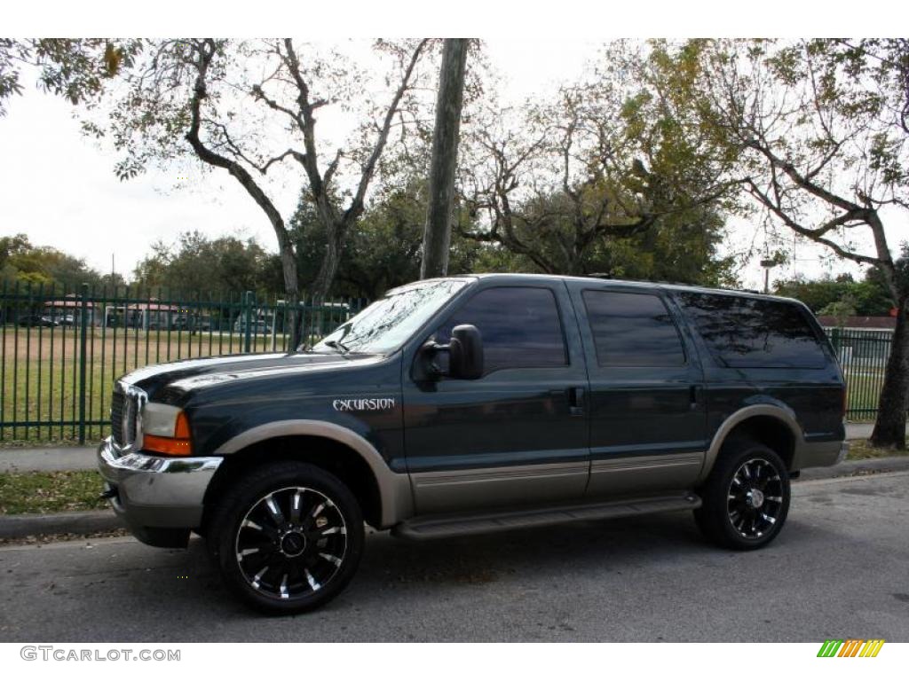 2000 Excursion Limited 4x4 - Dark Green Satin Metallic / Medium Parchment photo #2