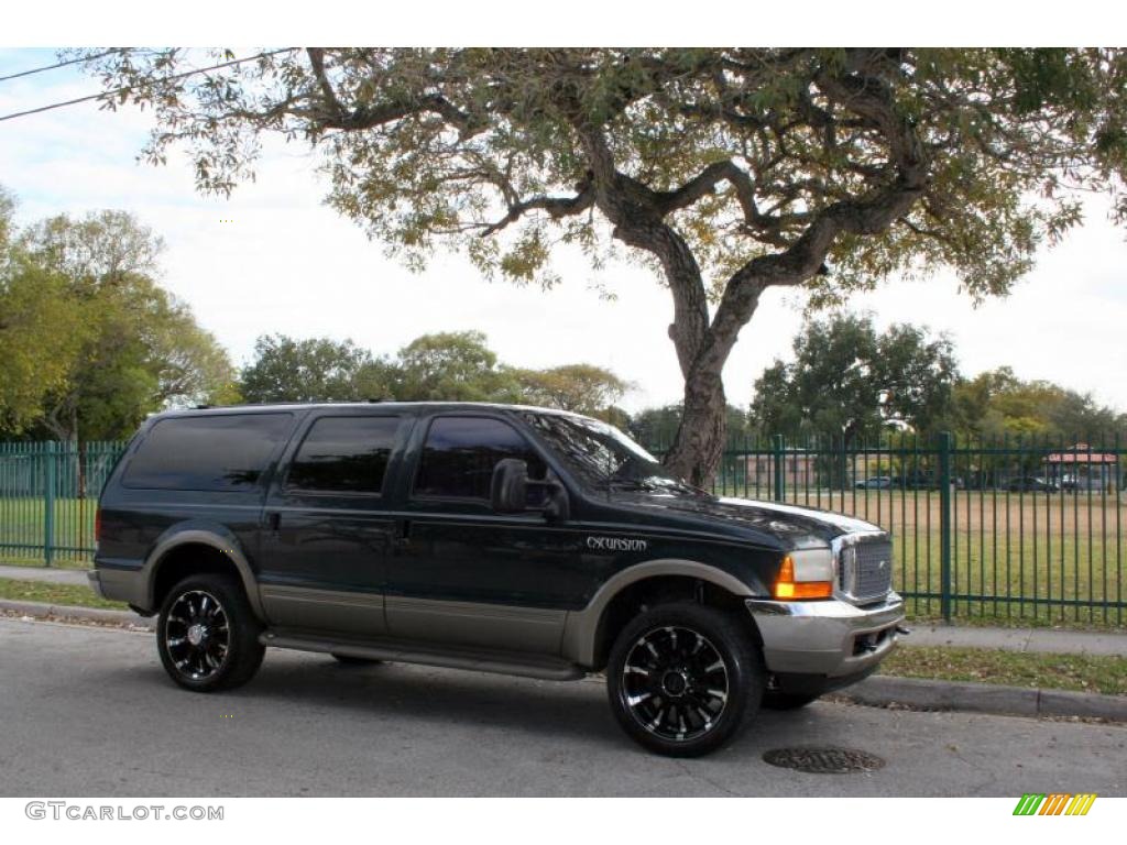 2000 Excursion Limited 4x4 - Dark Green Satin Metallic / Medium Parchment photo #15