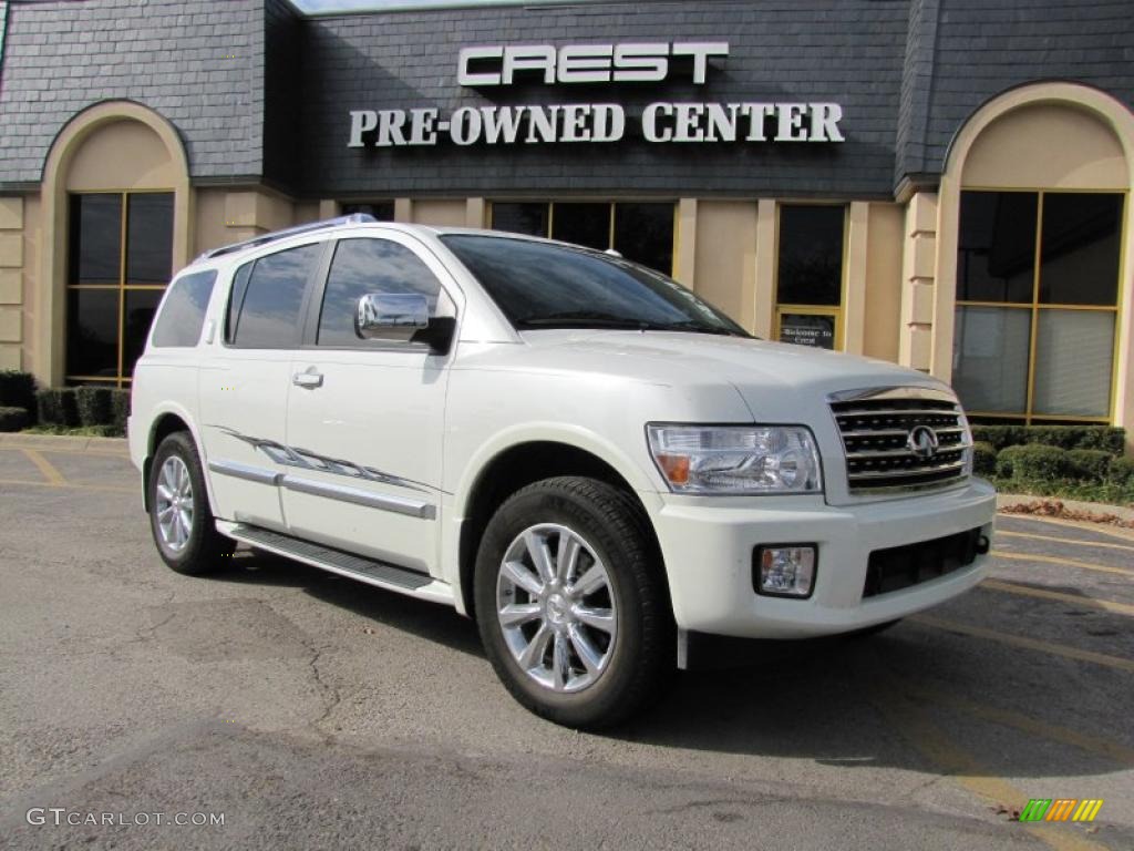 2009 QX 56 4WD - Tuscan White Pearl / Wheat photo #1