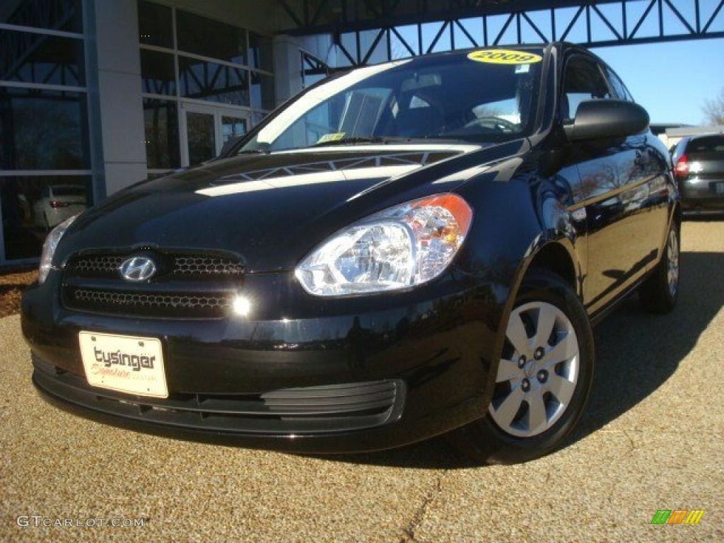 2009 Accent GS 3 Door - Ebony Black / Gray photo #1