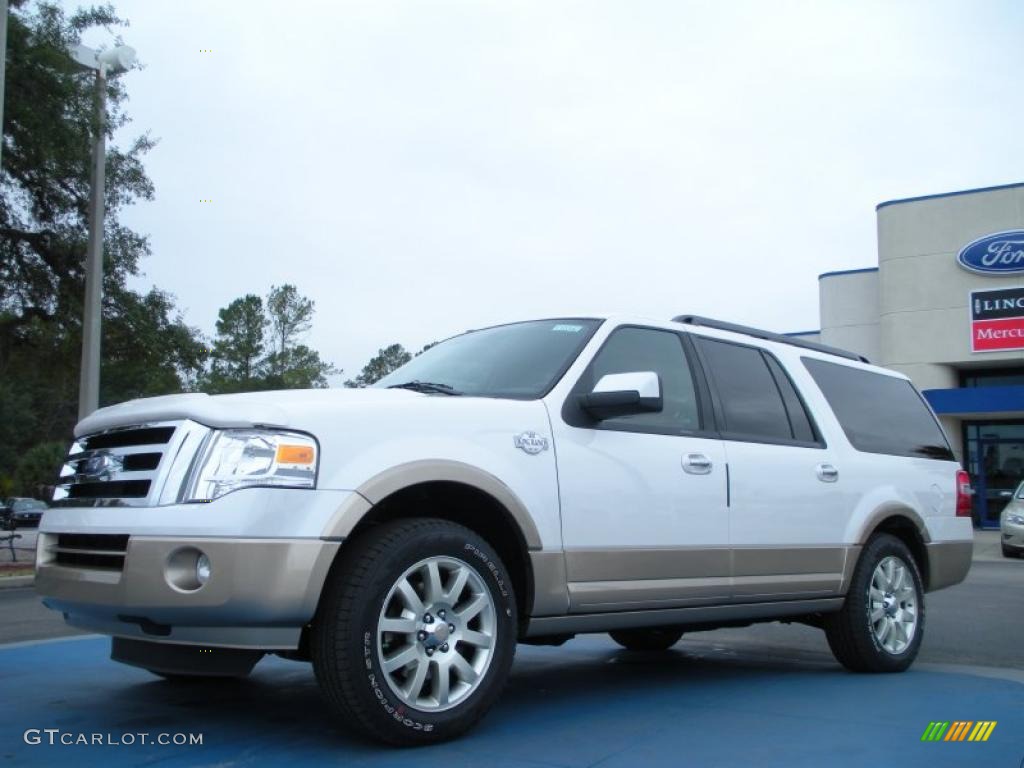 White Platinum Tri-Coat 2011 Ford Expedition EL King Ranch Exterior Photo #42386103