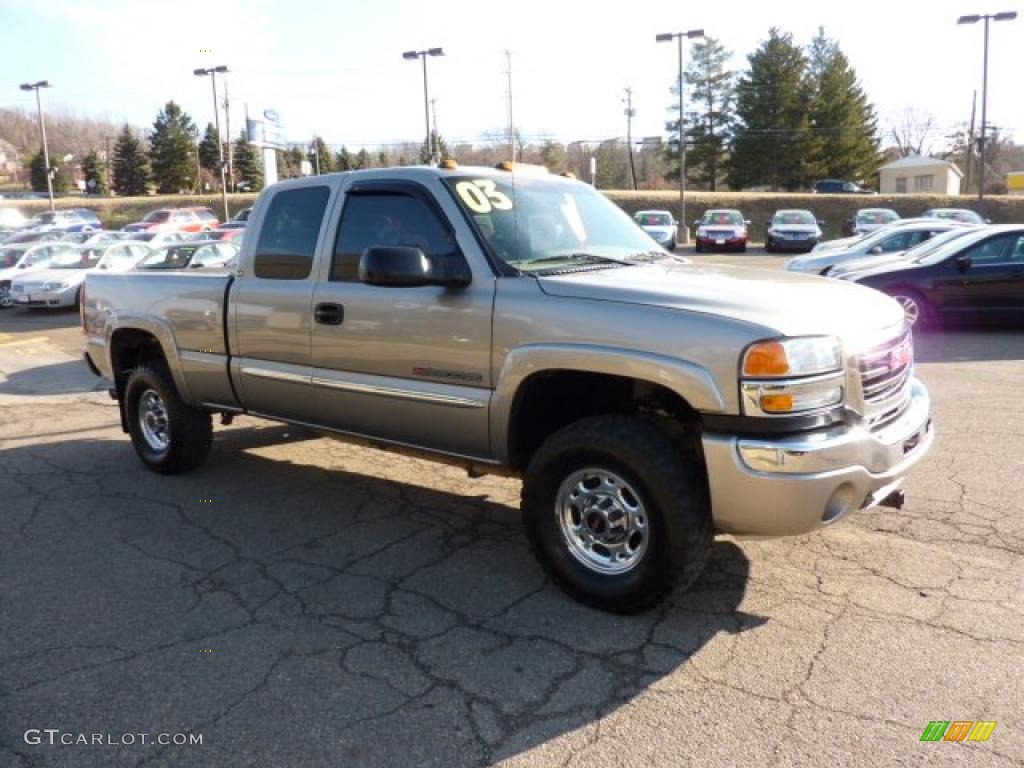 2003 Sierra 2500HD SLE Extended Cab 4x4 - Pewter Metallic / Neutral photo #6