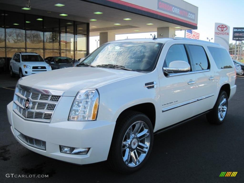 2011 Escalade ESV Platinum AWD - White Diamond Tricoat / Cocoa/Light Linen Tehama Leather photo #1