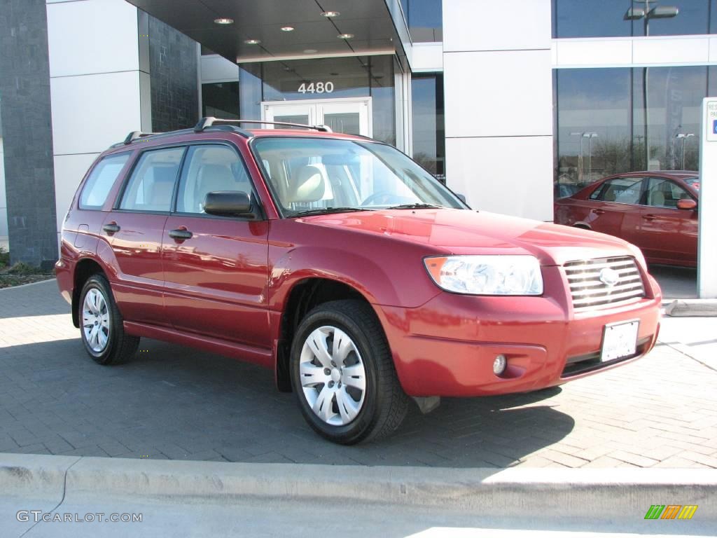 2008 Forester 2.5 X - Garnet Red Pearl / Desert Beige photo #1