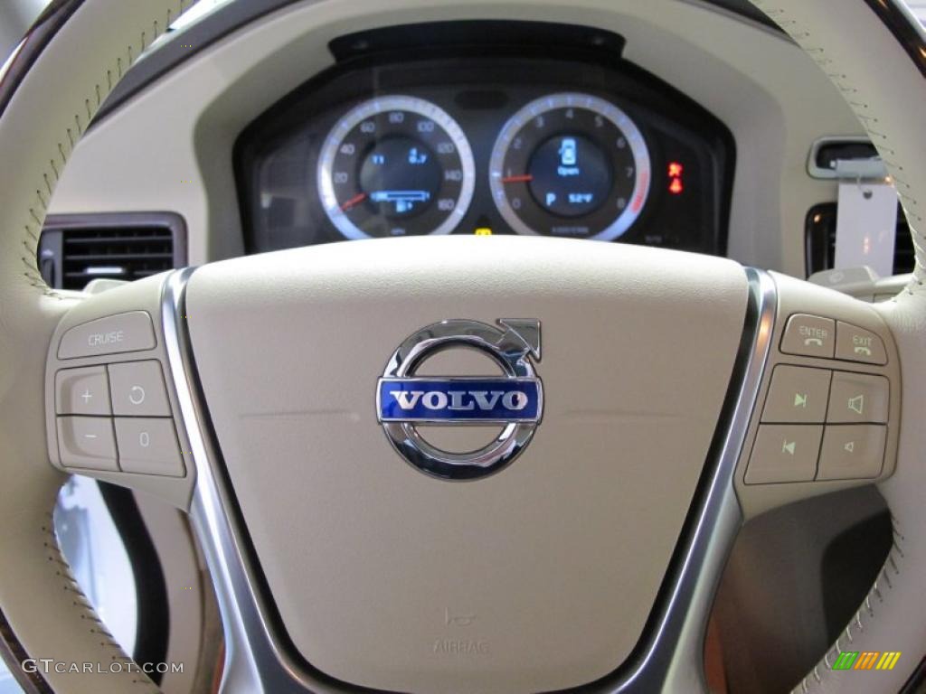 2011 Volvo S80 3.2 Sandstone Beige Steering Wheel Photo #42390387