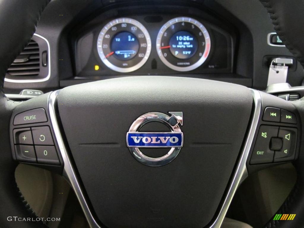 2011 Volvo S60 T6 AWD Soft Beige/Sandstone Steering Wheel Photo #42391399