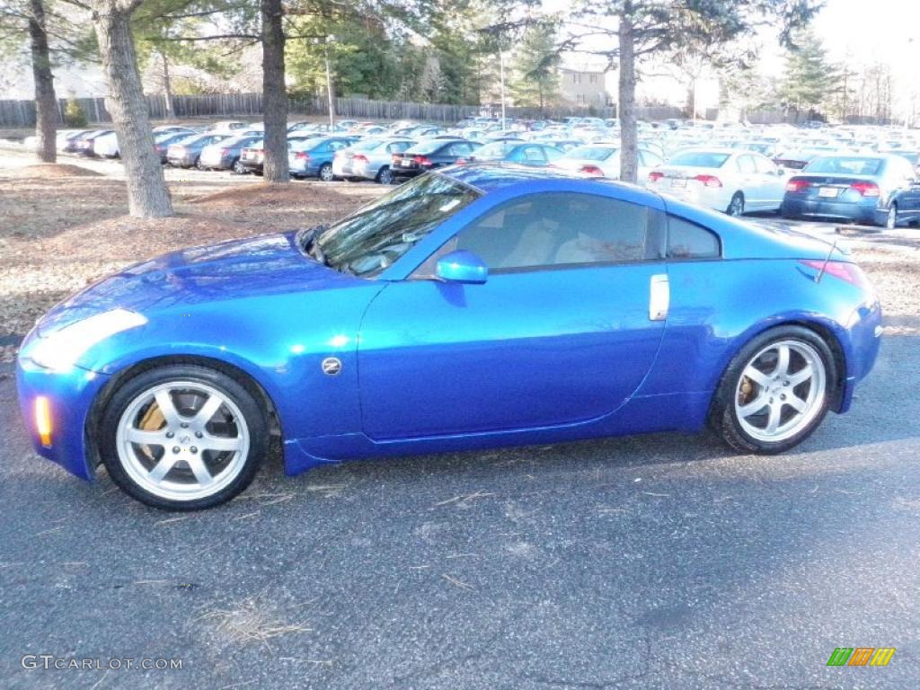 2003 350Z Track Coupe - Daytona Blue / Carbon Black photo #2