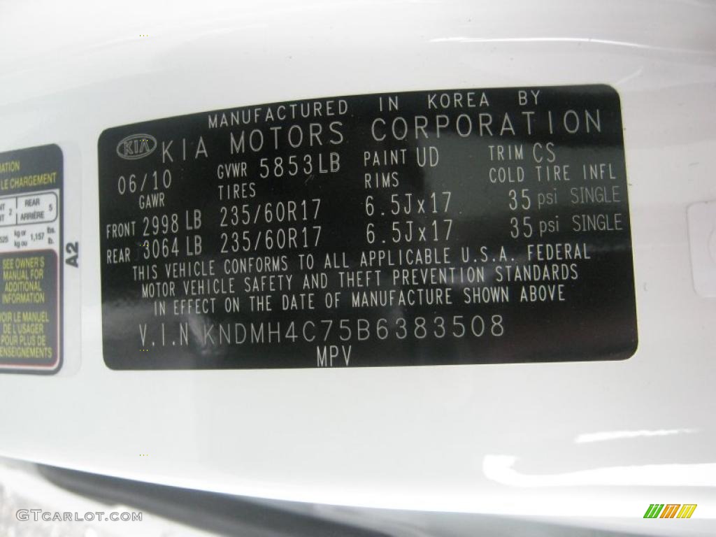 2011 Kia Sedona EX Color Code Photos