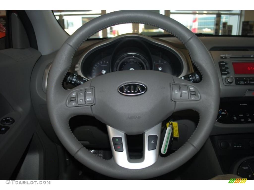 2011 Kia Sportage EX Alpine Gray Steering Wheel Photo #42397523