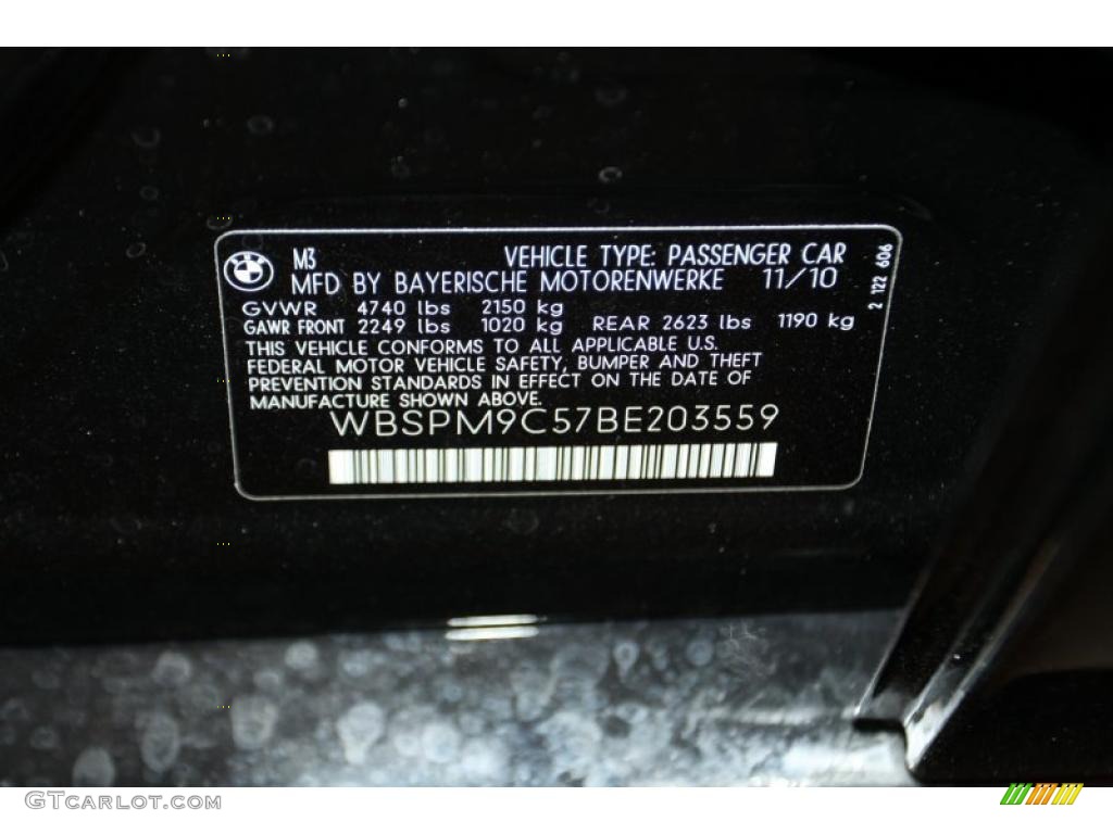 2011 BMW M3 Sedan Info Tag Photo #42399338