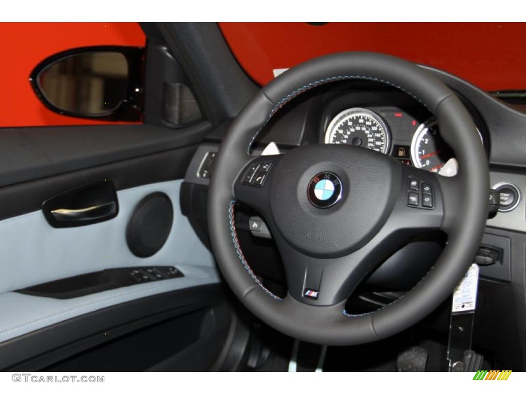 2011 BMW M3 Sedan Silver Novillo Leather Steering Wheel Photo #42399385