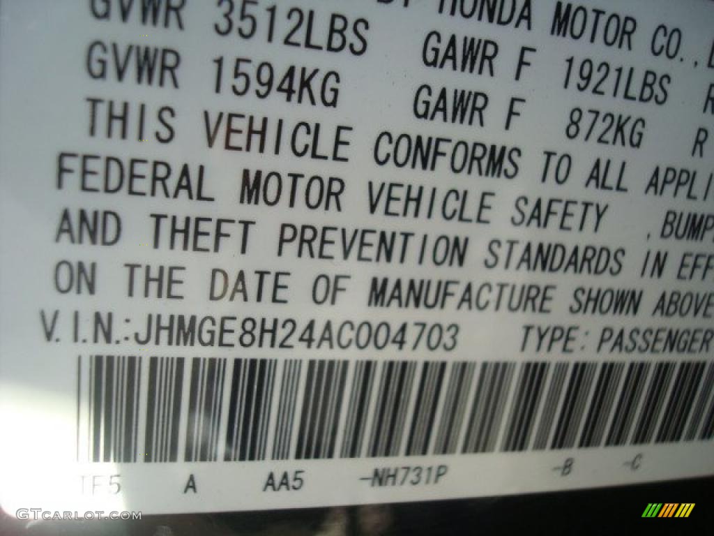 2010 Fit Color Code NH731P for Crystal Black Pearl Photo #42401739