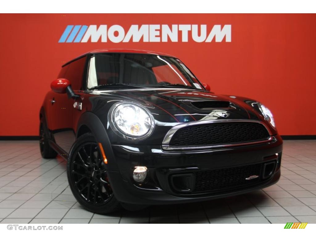 2011 Cooper John Cooper Works Hardtop - Midnight Black Metallic / Carbon Black/Championship Red Piping Lounge Leather photo #1