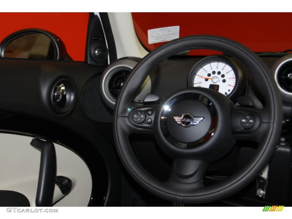2011 Mini Cooper S Countryman All4 AWD Carbon Black Lounge Leather Steering Wheel Photo #42404763