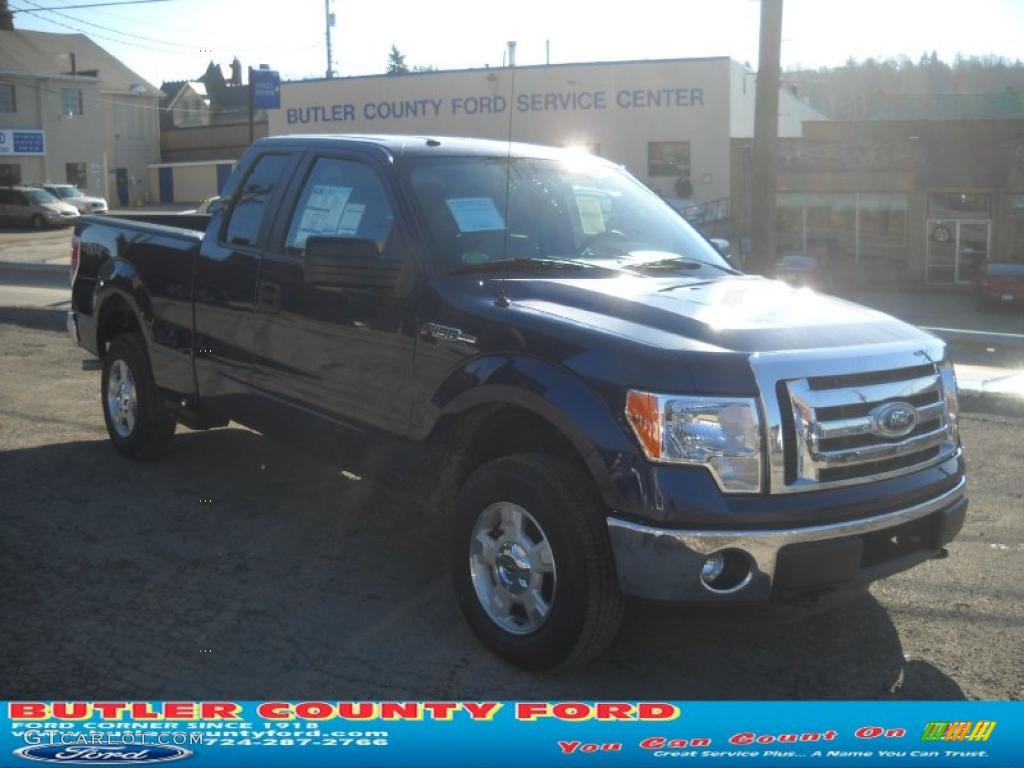 2011 F150 XLT SuperCab 4x4 - Dark Blue Pearl Metallic / Steel Gray photo #1