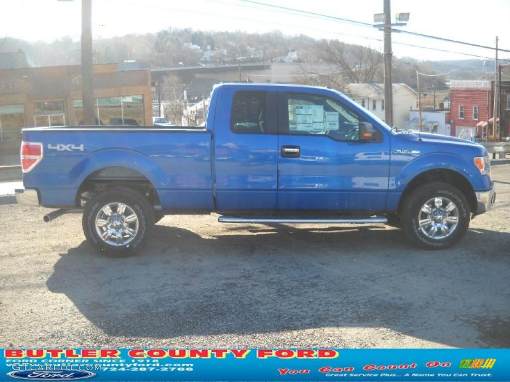 2011 F150 XLT SuperCab 4x4 - Blue Flame Metallic / Steel Gray photo #2