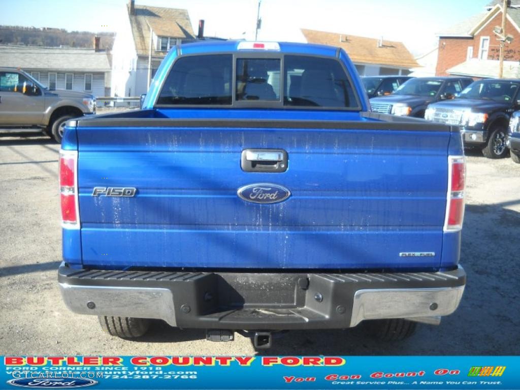 2011 F150 XLT SuperCab 4x4 - Blue Flame Metallic / Steel Gray photo #4