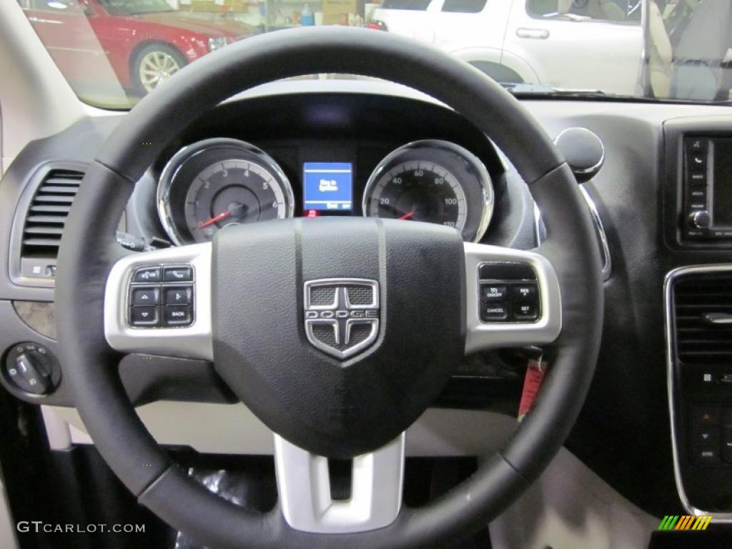 2011 Dodge Grand Caravan Crew Black/Light Graystone Steering Wheel Photo #42407231