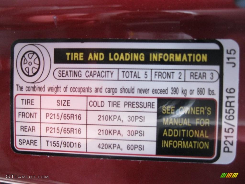 2008 Hyundai Tucson GLS Info Tag Photo #42413812