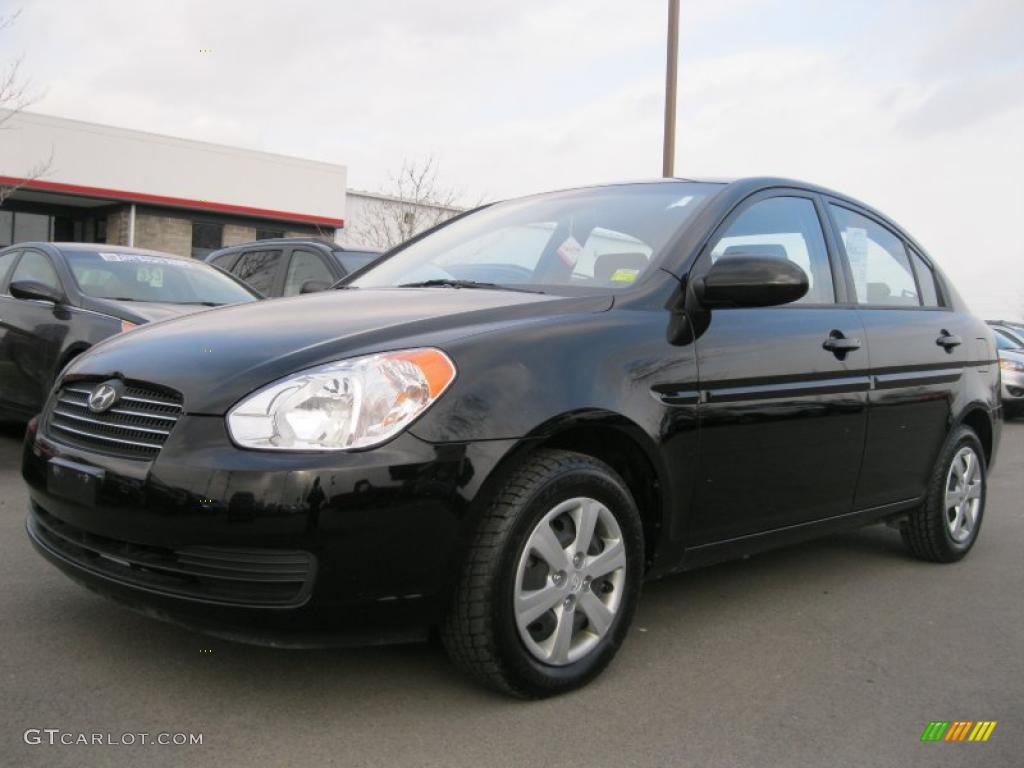 2008 Accent GLS Sedan - Ebony Black / Gray photo #1