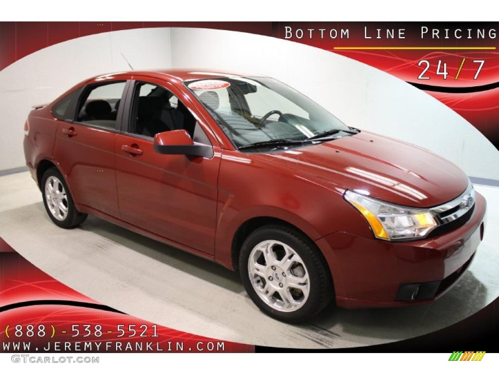 2009 Focus SES Sedan - Sangria Red Metallic / Medium Stone photo #1