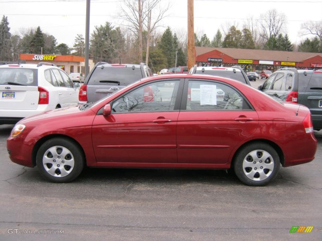 2008 Spectra EX Sedan - Spicy Red / Beige photo #10